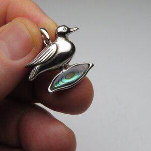 Sterling Silver Diamond Sea Bird Pendant